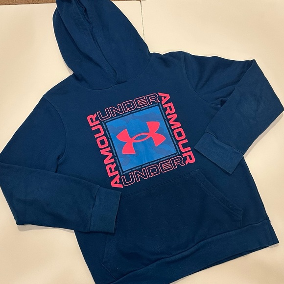 Under Armour Navy Hoodie with Red Logo - Picture 2 of 4